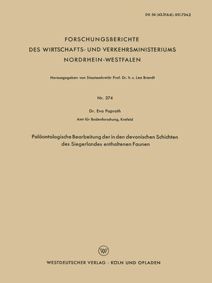 cover image of Paläontologische Bearbeitung der in den devonischen Schichten des Siegerlandes enthaltenen Faunen